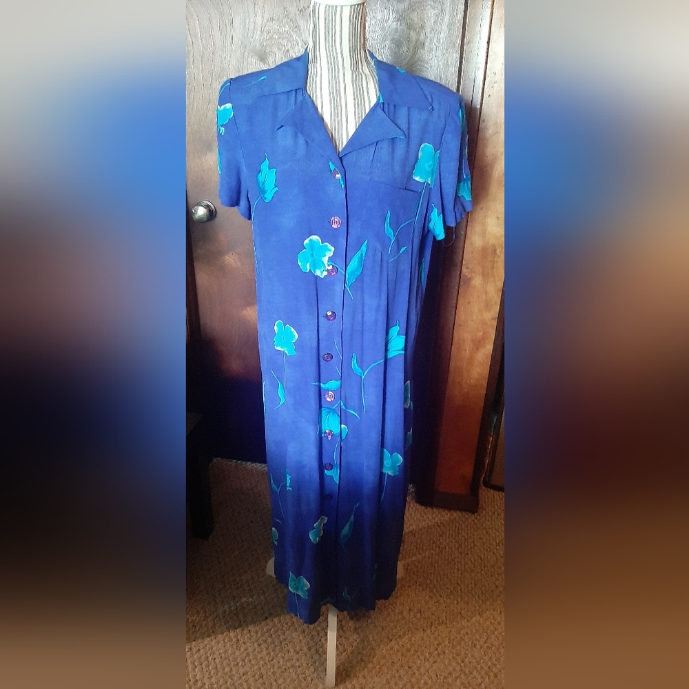 Karin Stevens Vibrant Blue Rayon Dress